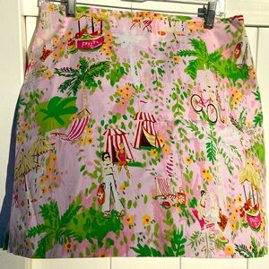 Larry Levine beach 🏖️ print pink/green skort size 12